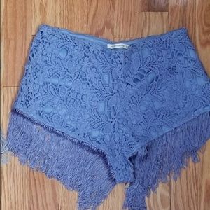 💙Blue Crochet Fringe Shorts